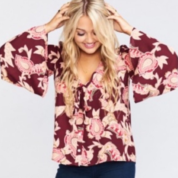 Show Me Your MuMu Brynn Paisley Bell Sleeve Blouse - Picture 3 of 7